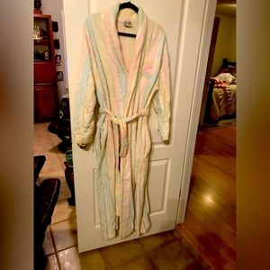 Beautiful long, striped pink, blue. Green, yellow, robe.